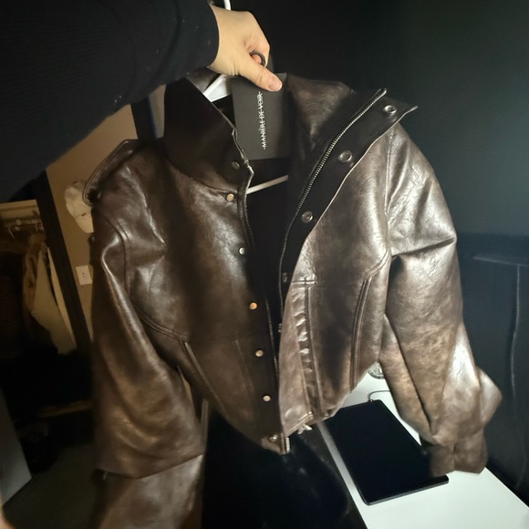 Women's Brown Leather Jacket - Picture 2 of 2